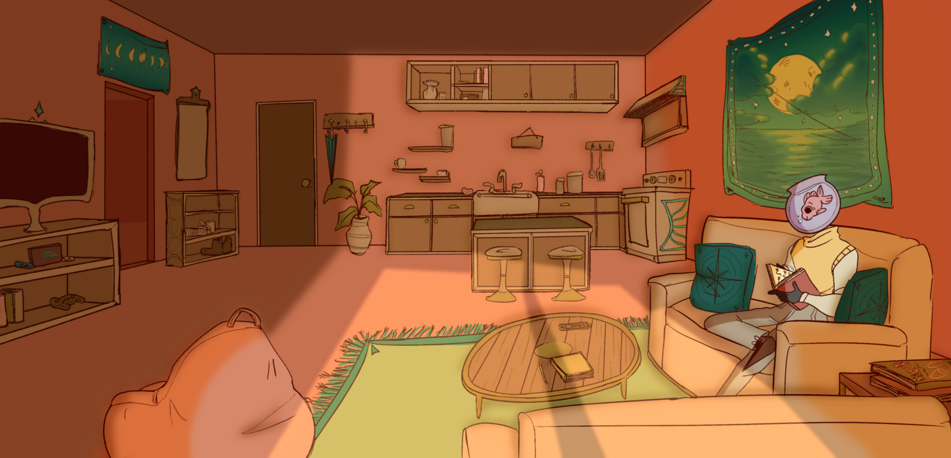 Living room reference for Animation short: Bubble Head